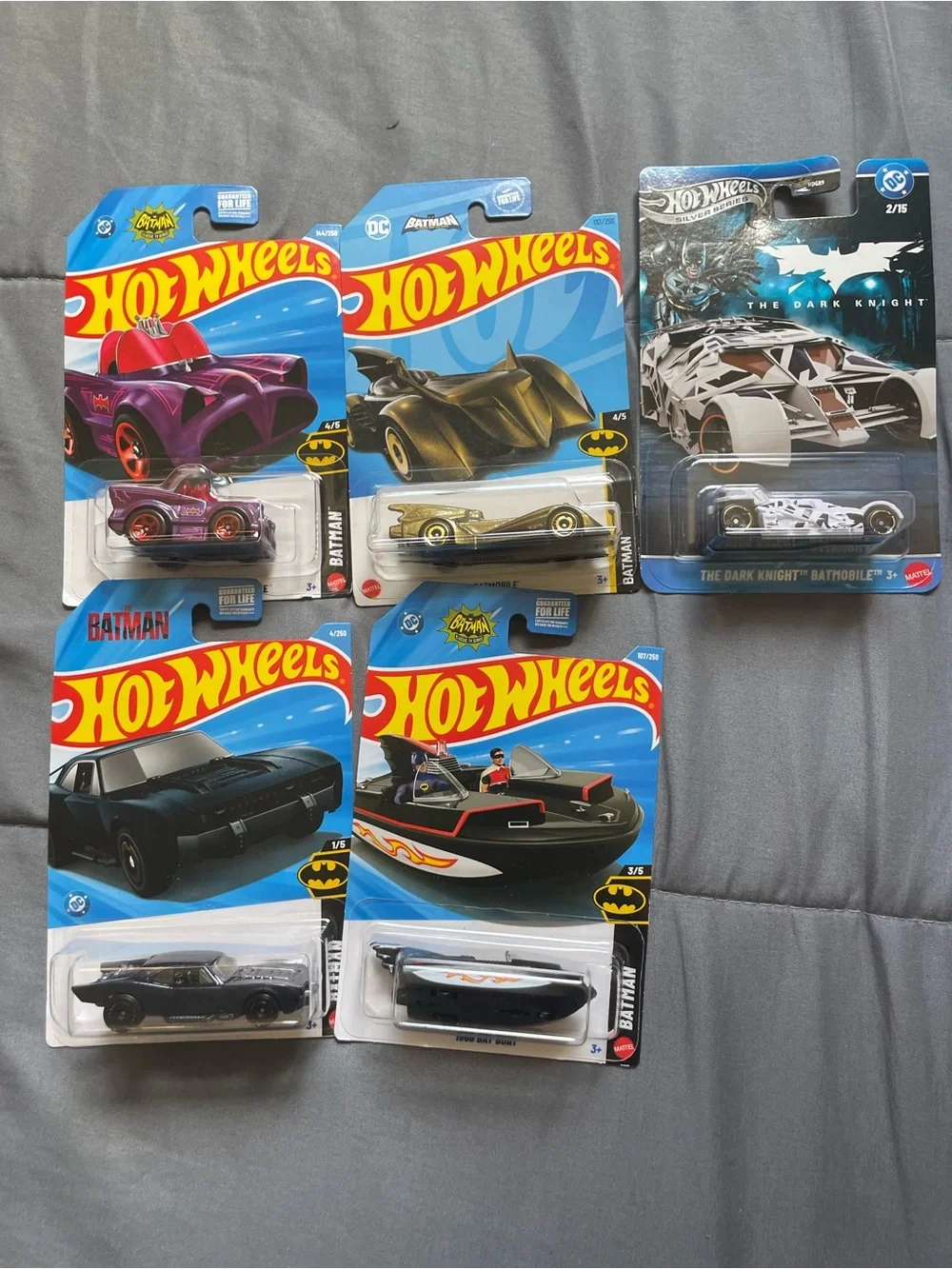 Hot Wheels Batman Vehicle Collection - Blue, Black, Gold, Purple, White